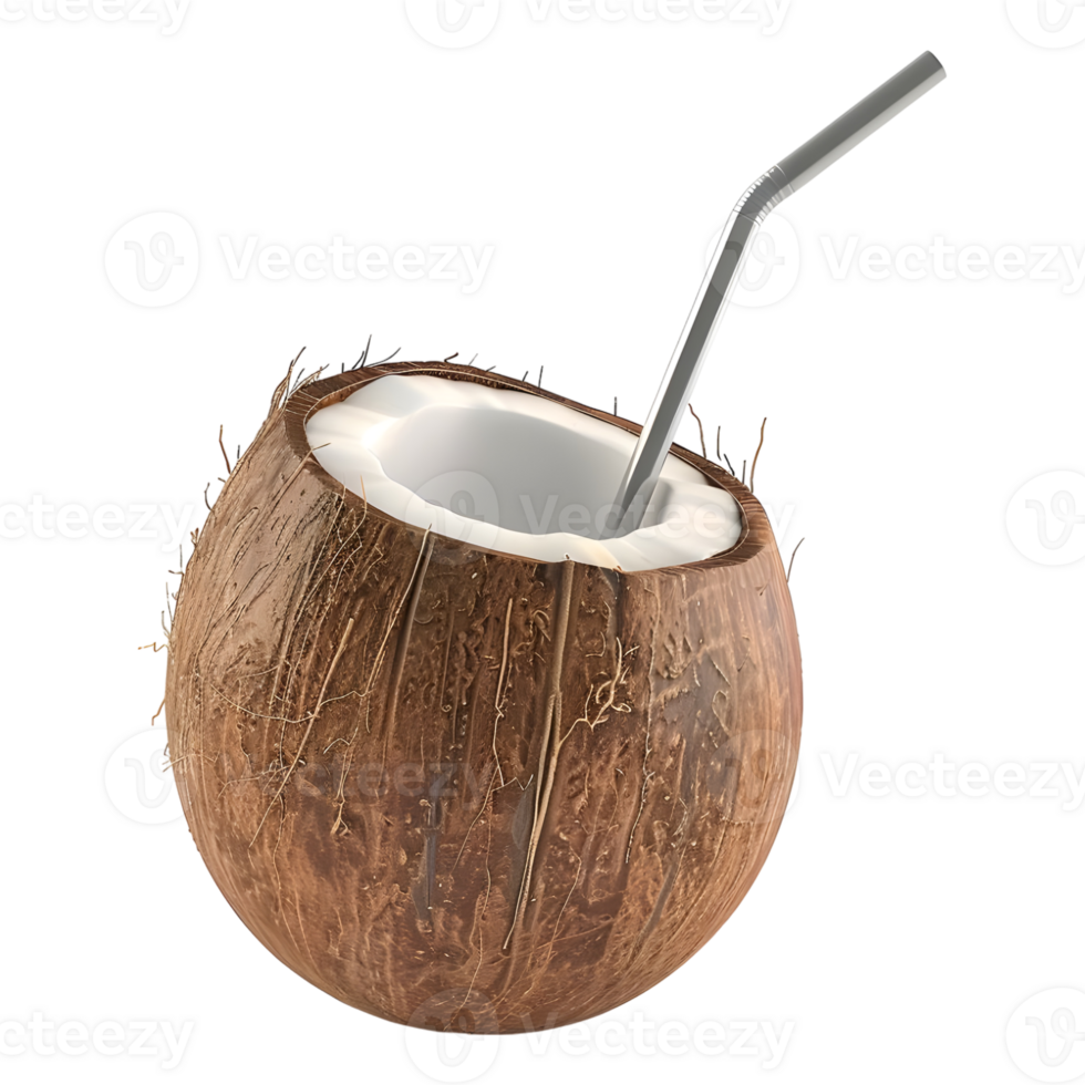 AI generated 3D Rendering of a Delicious Coconut on Transparent Background - Ai Generated png