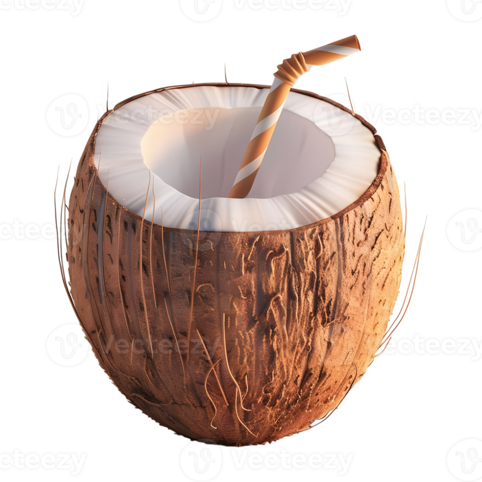 AI generated 3D Rendering of a Delicious Coconut on Transparent Background - Ai Generated png