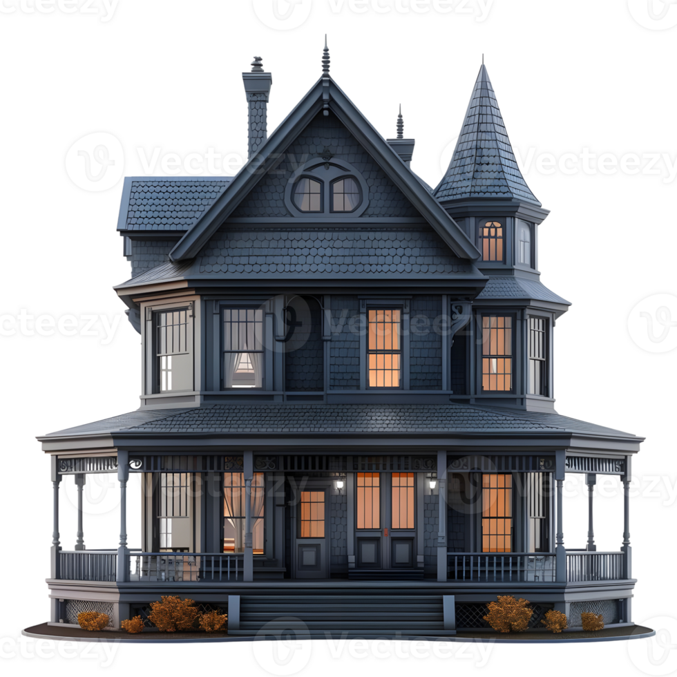 AI generated 3D Rendering of a Horror Halloween House on Transparent Background - Ai Generated png