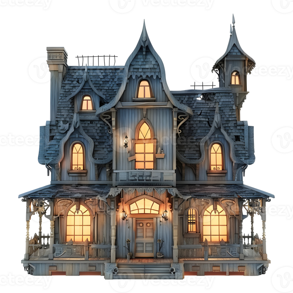AI generated 3D Rendering of a Horror Halloween House on Transparent Background - Ai Generated png