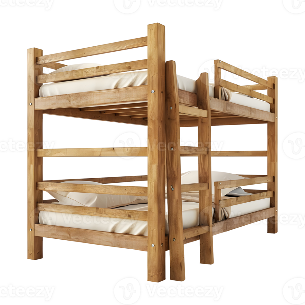 AI generated 3D Rendering of a Wooden Double Floor Bed on Transparent Background - Ai Generated png