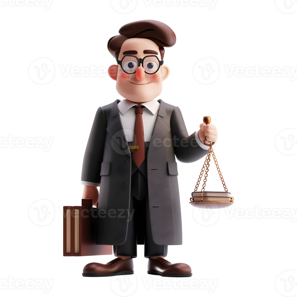 AI generated 3D Rendering of a Lawyer Standing With Holding File in Hand on Transparent Background - Ai Generated png