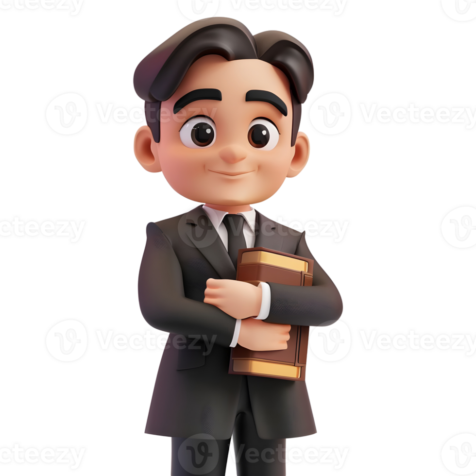 AI generated 3D Rendering of a Lawyer Standing With Holding File in Hand on Transparent Background - Ai Generated png