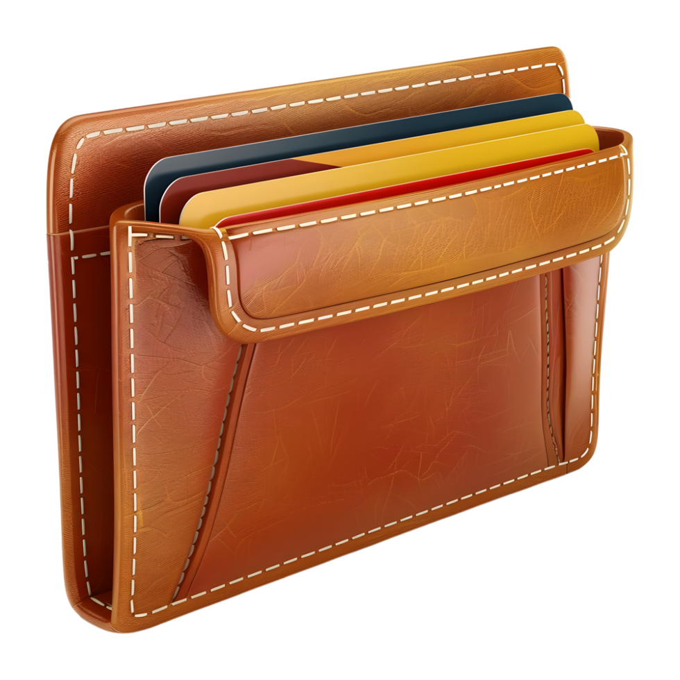 AI generated Pocket Leather Wallet on Transparent background - Ai Generated png