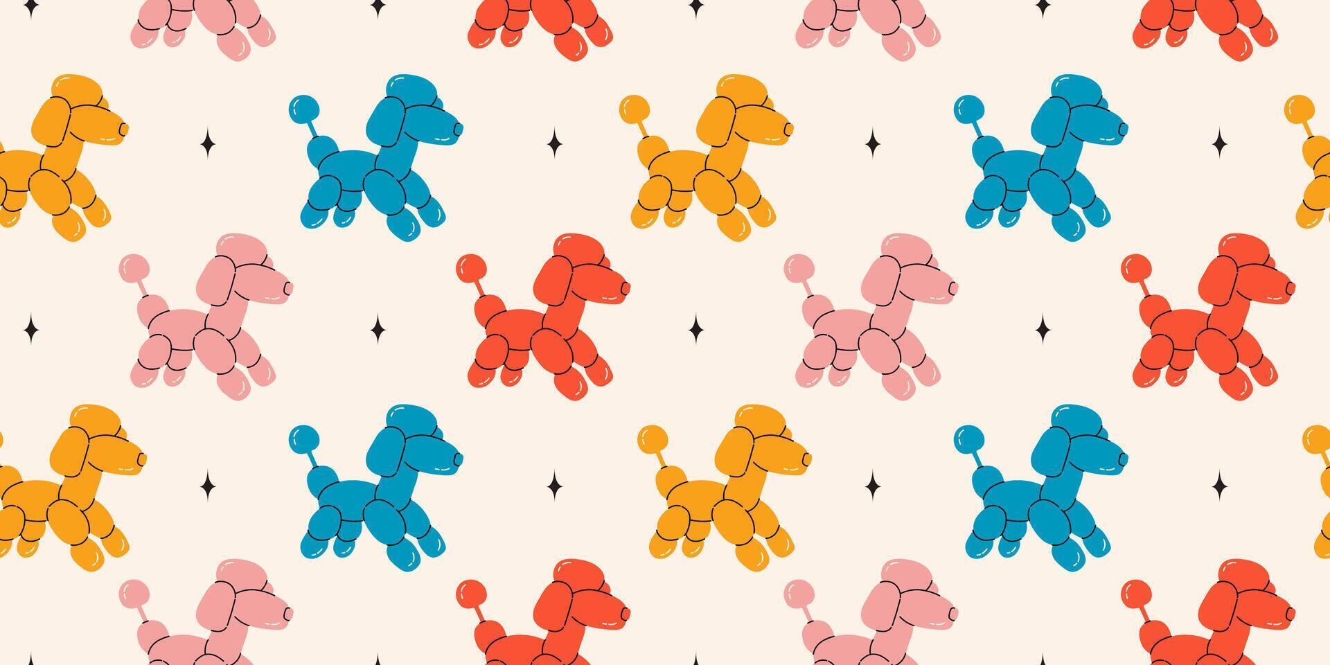 Seamless pattern with dog balloons. Bright colorful repeating elements. Stock illustration. Vector seamless pattern of cute cartoon bubble animal in color.