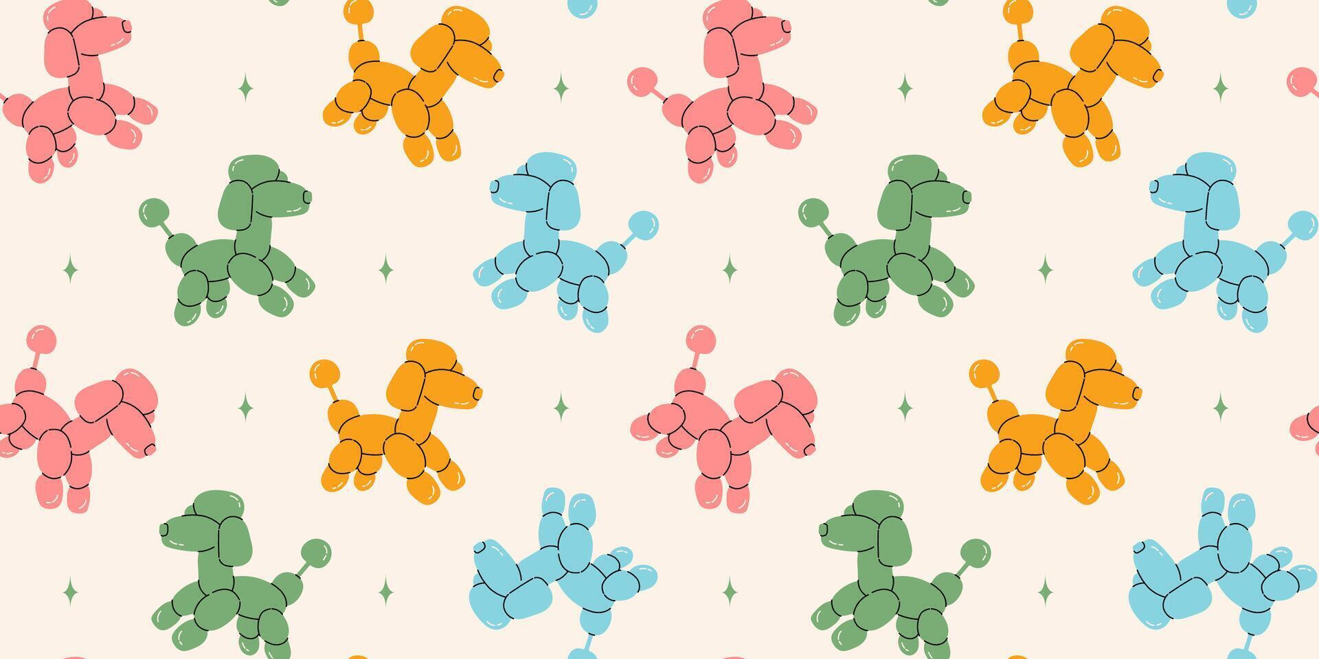Seamless pattern with dog balloons. Bright colorful repeating elements. Stock illustration. Vector seamless pattern of cute cartoon bubble animal in color.