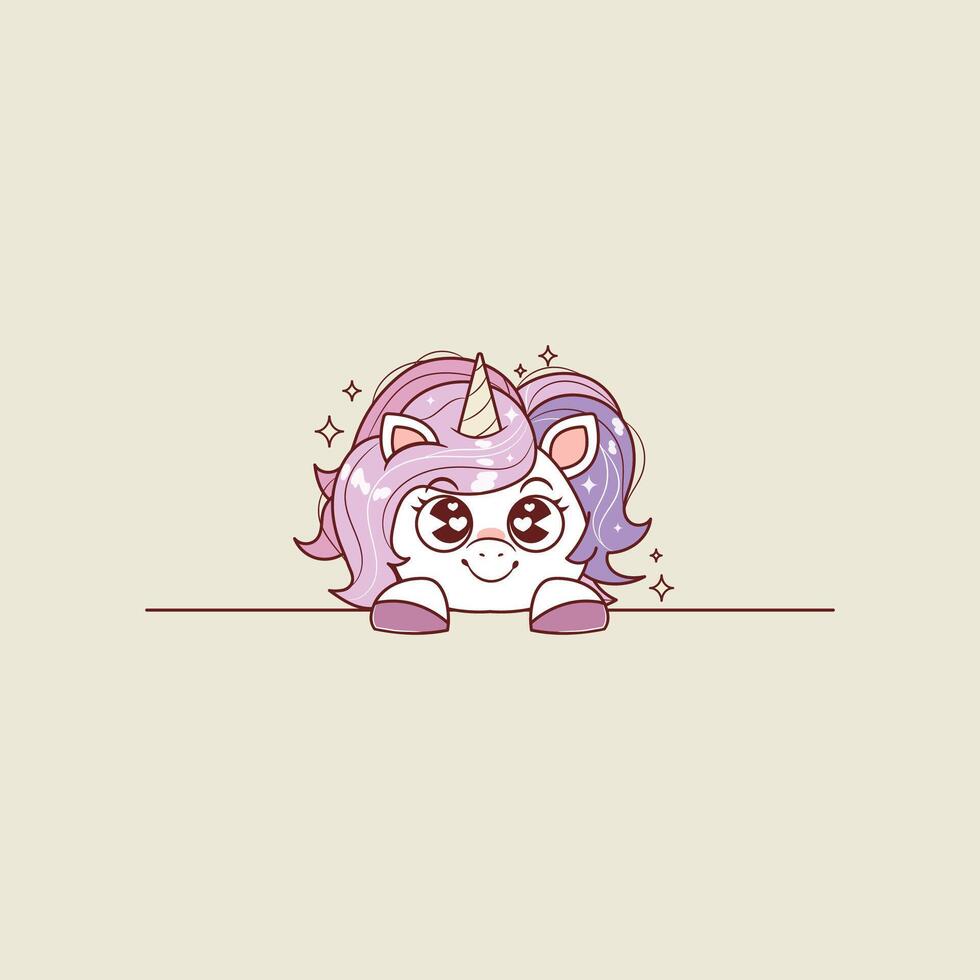 cute retro illustration of baby unicorn to add a name or text vector