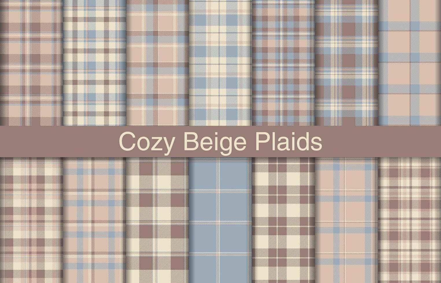 Cozy beige plaid bundles, textile design, checkered fabric pattern for shirt, dress, suit, wrapping paper print, invitation and gift card. vector