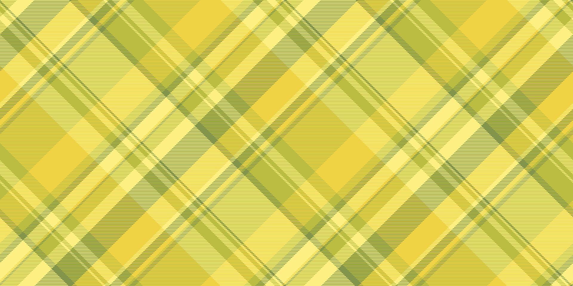 Folded check fabric plaid, filigree textile texture pattern. Fade seamless background vector tartan in yellow and lime colors.