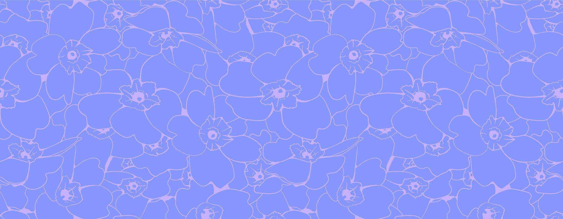 Hand drawn floral pattern vector design. Flower drawing simple ornament.