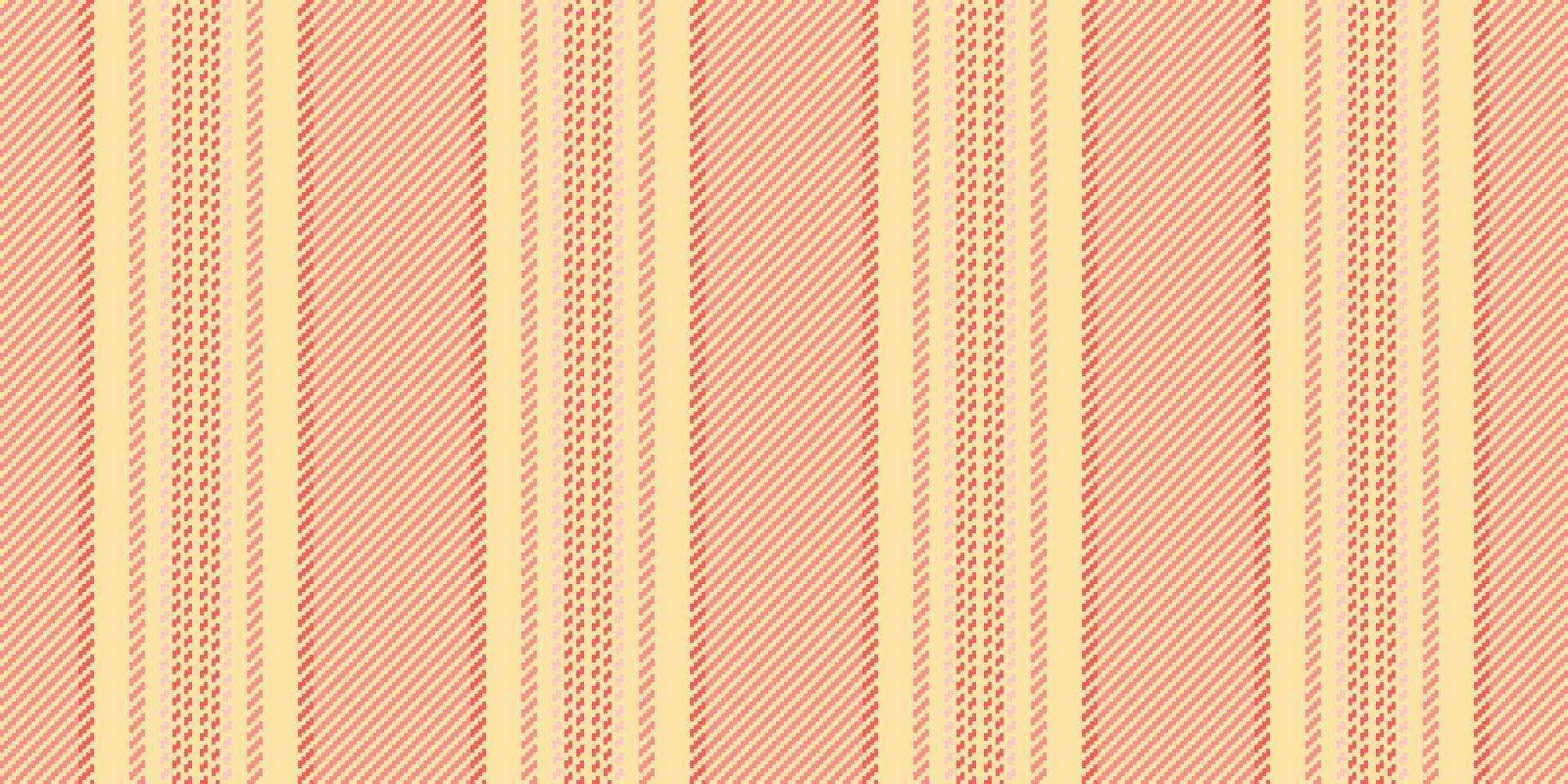 Sixties seamless vertical lines, flowing texture background pattern. Variation stripe fabric vector textile in navajo white and tulip colors.