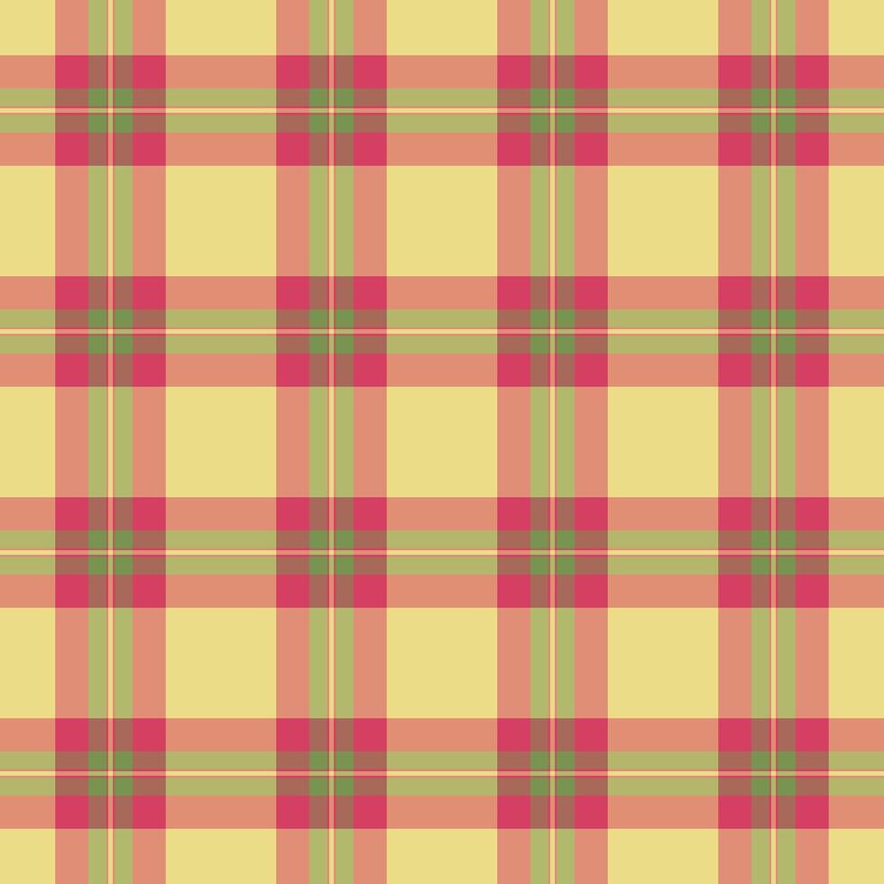 Fibre plaid fabric tartan, tradition textile background check. Velvet texture vector pattern seamless in red and lime colors.