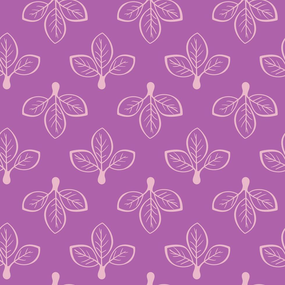 Hand drawn floral pattern vector design. Simple ornament with plant and leaf.