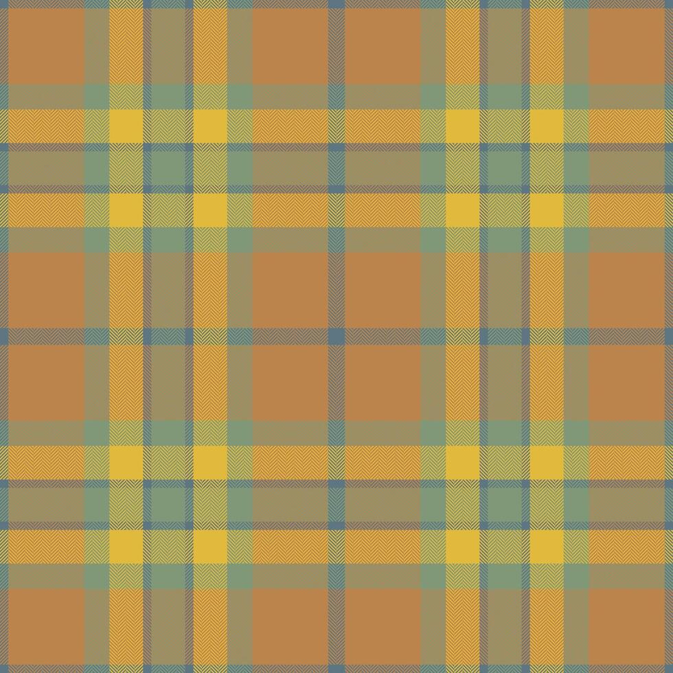 Plaid seamless pattern in orange. Check fabric texture. Vector textile print.