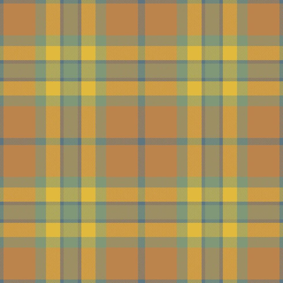 Plaid seamless pattern in orange. Check fabric texture. Vector textile print.