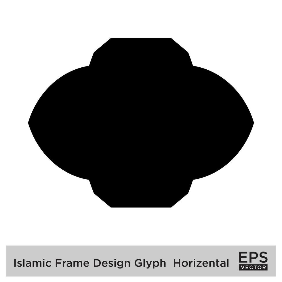 Islamic Frame Design Glyph  Horizental Black Filled silhouettes Design pictogram symbol visual illustration vector