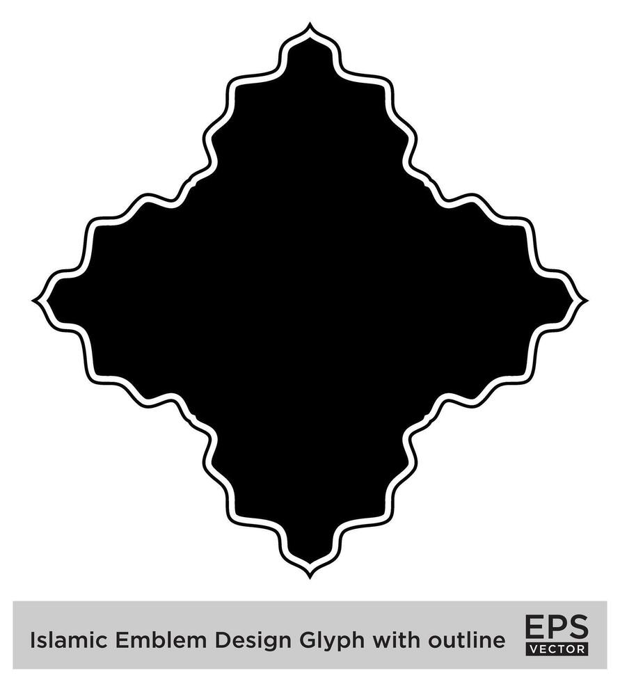 Islamic Amblem Design Glyph with outline Black Filled silhouettes Design pictogram symbol visual illustration vector