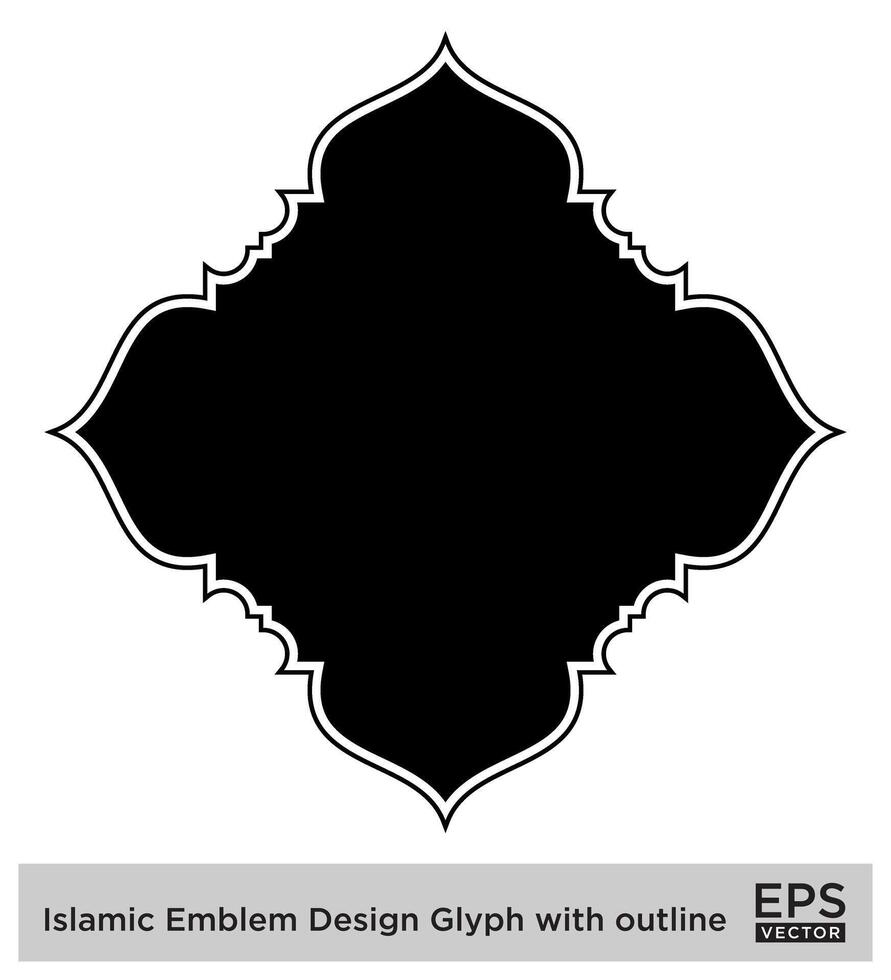 Islamic Amblem Design Glyph with outline Black Filled silhouettes Design pictogram symbol visual illustration vector