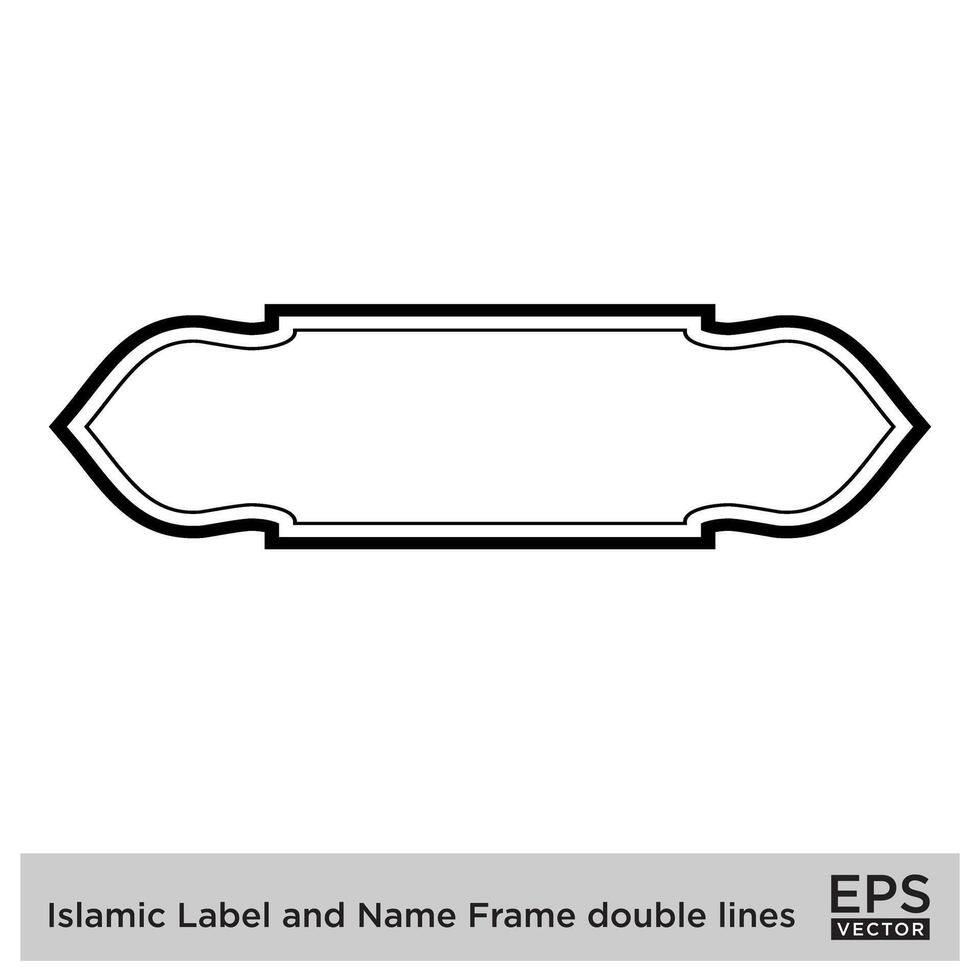 islámico etiqueta y nombre marco doble líneas contorno lineal negro carrera siluetas diseño pictograma símbolo visual ilustración vector