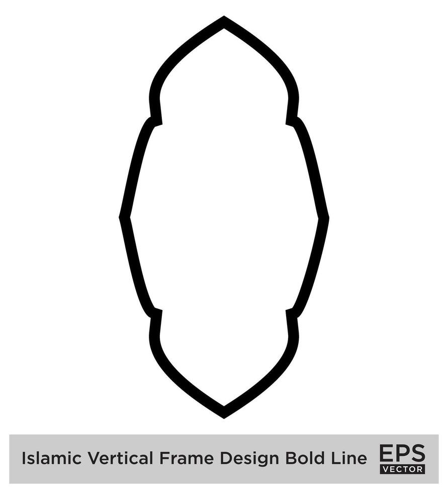 Islamic Vertical Frame Design Bold Line Outline Linear Black Stroke silhouettes Design pictogram symbol visual illustration vector