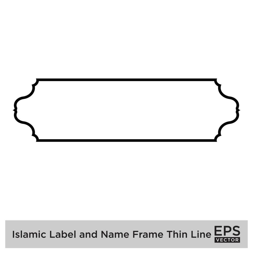 Islamic Label and Name Frame Thin Line Black stroke silhouettes Design pictogram symbol visual illustration vector