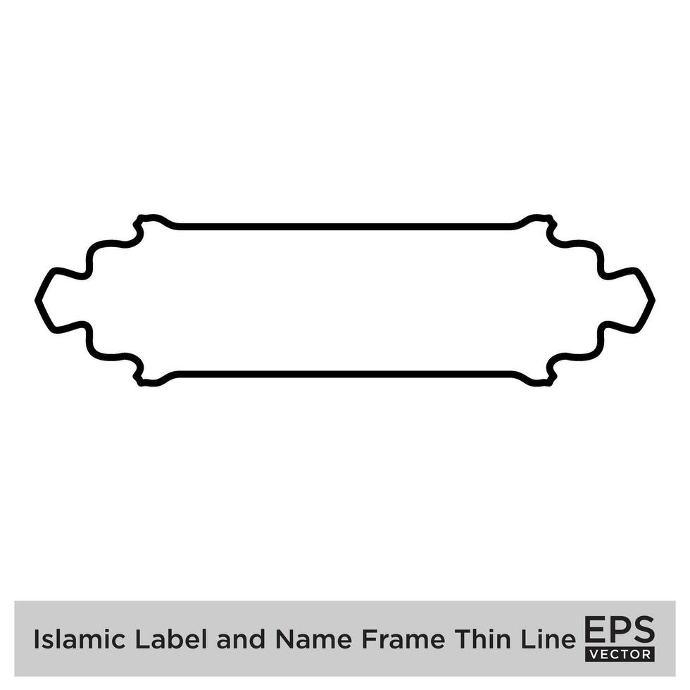 Islamic Label and Name Frame Thin Line Black stroke silhouettes Design pictogram symbol visual illustration vector