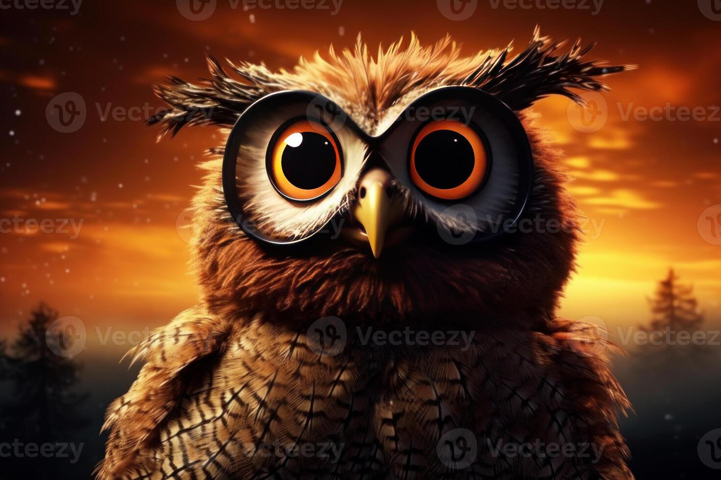 AI generated Mysterious Owl portrait. Generate Ai photo