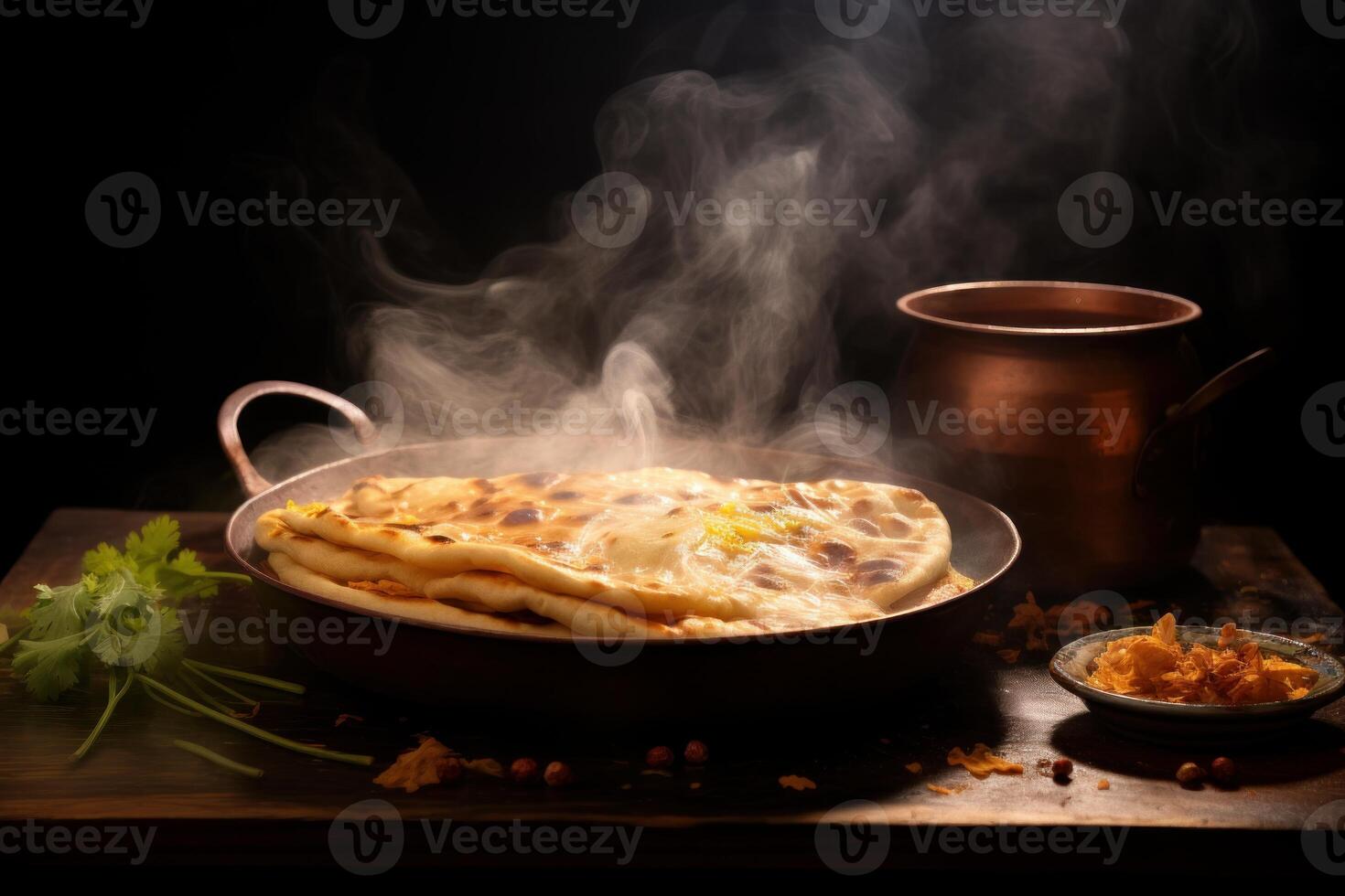 ai generado delicioso parantha ghee alimento. generar ai foto