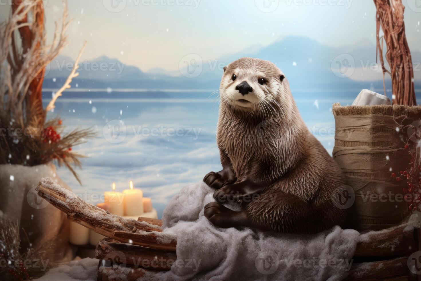 AI generated Aquatic Otter animal background. Generate Ai photo