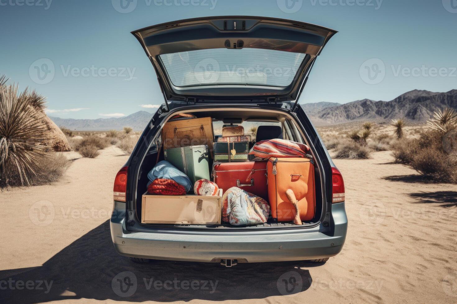 AI generated Convenient Open trunk moving boxes storage. Generate Ai photo
