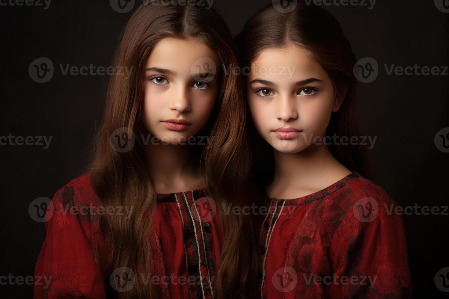 AI generated Playful Smiling Pakistani twin girls. Generate ai photo