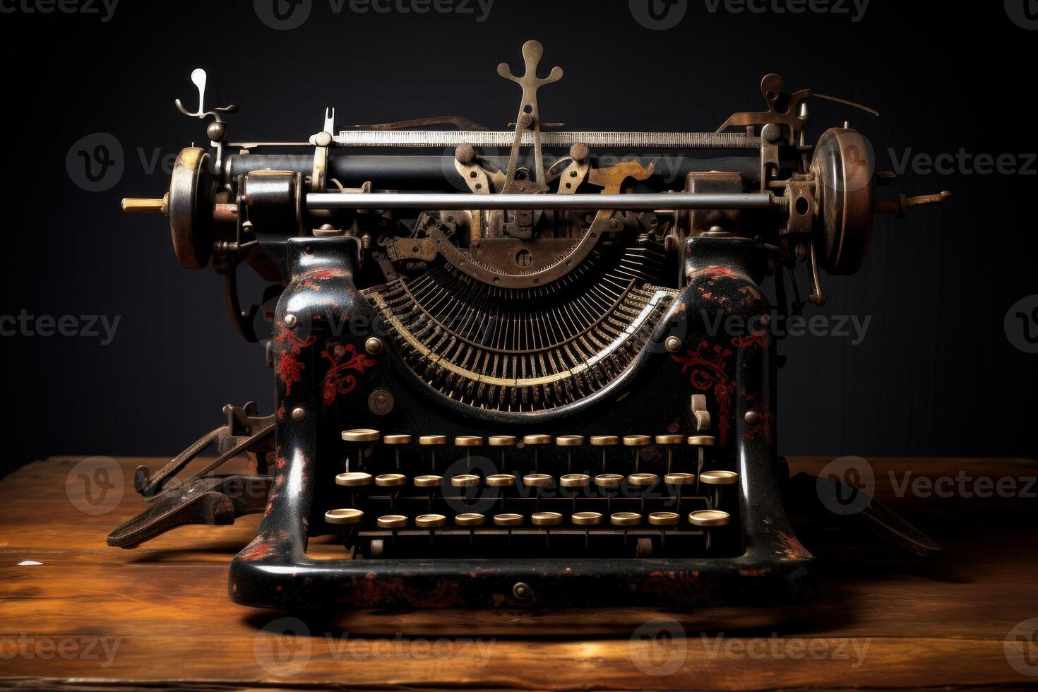 AI generated Vintage Old typewriter. Generate Ai photo