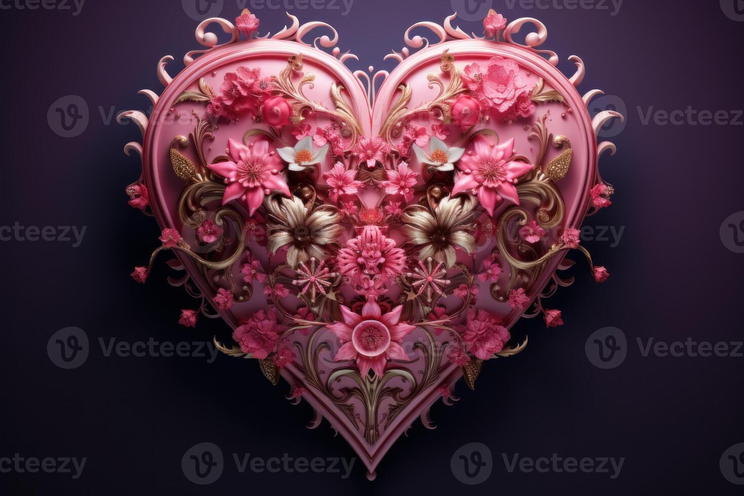 AI generated Pink heart foam shape. Generate Ai photo