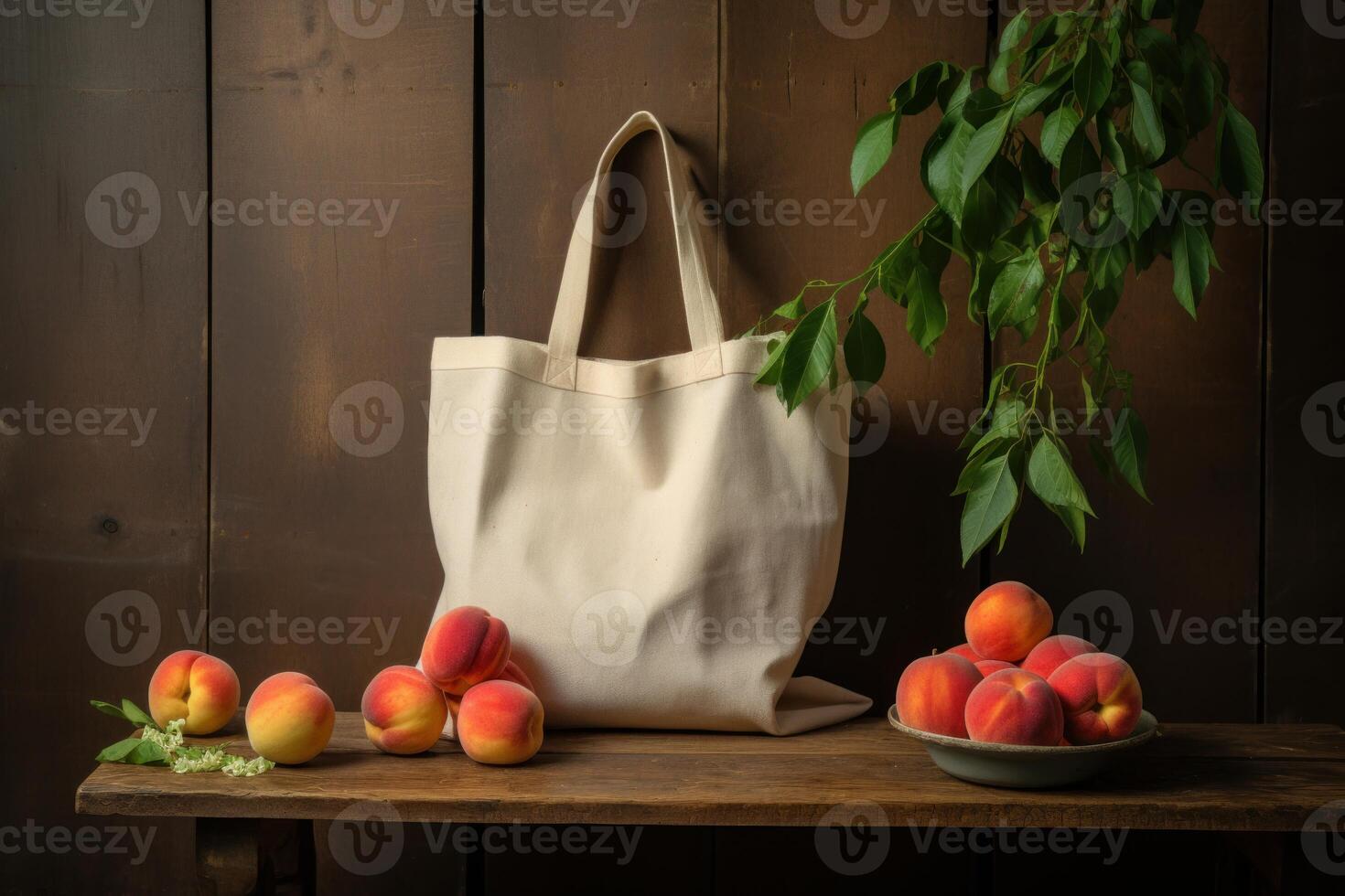 AI generated Stylish Peach canvas bag. Generate Ai photo