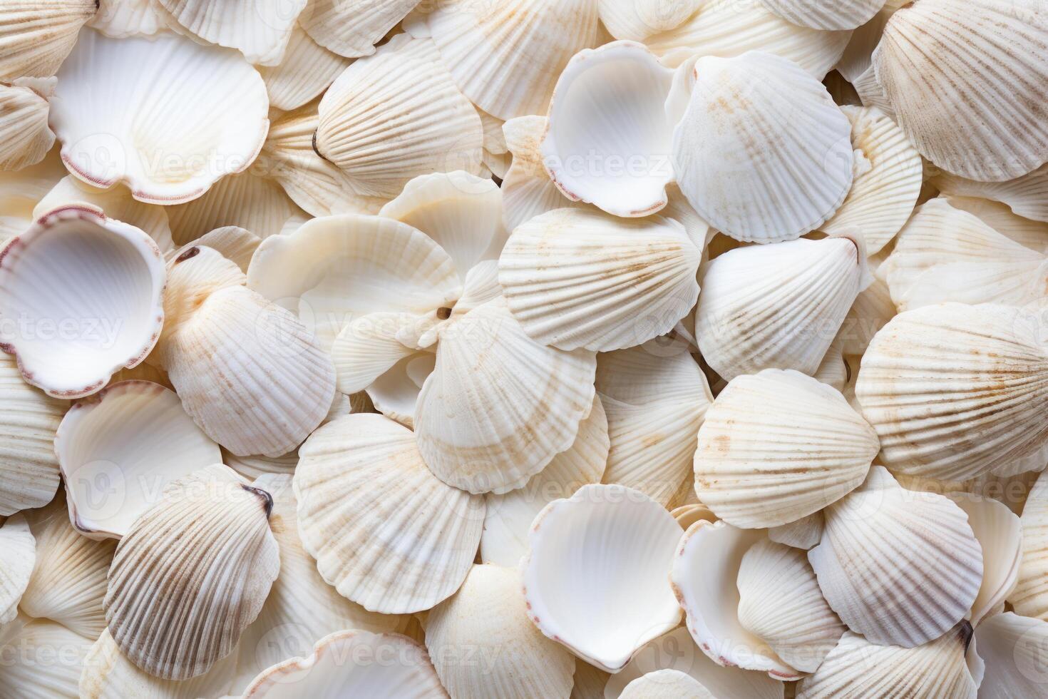 AI generated Pristine White shellfish pattern. Generate Ai photo