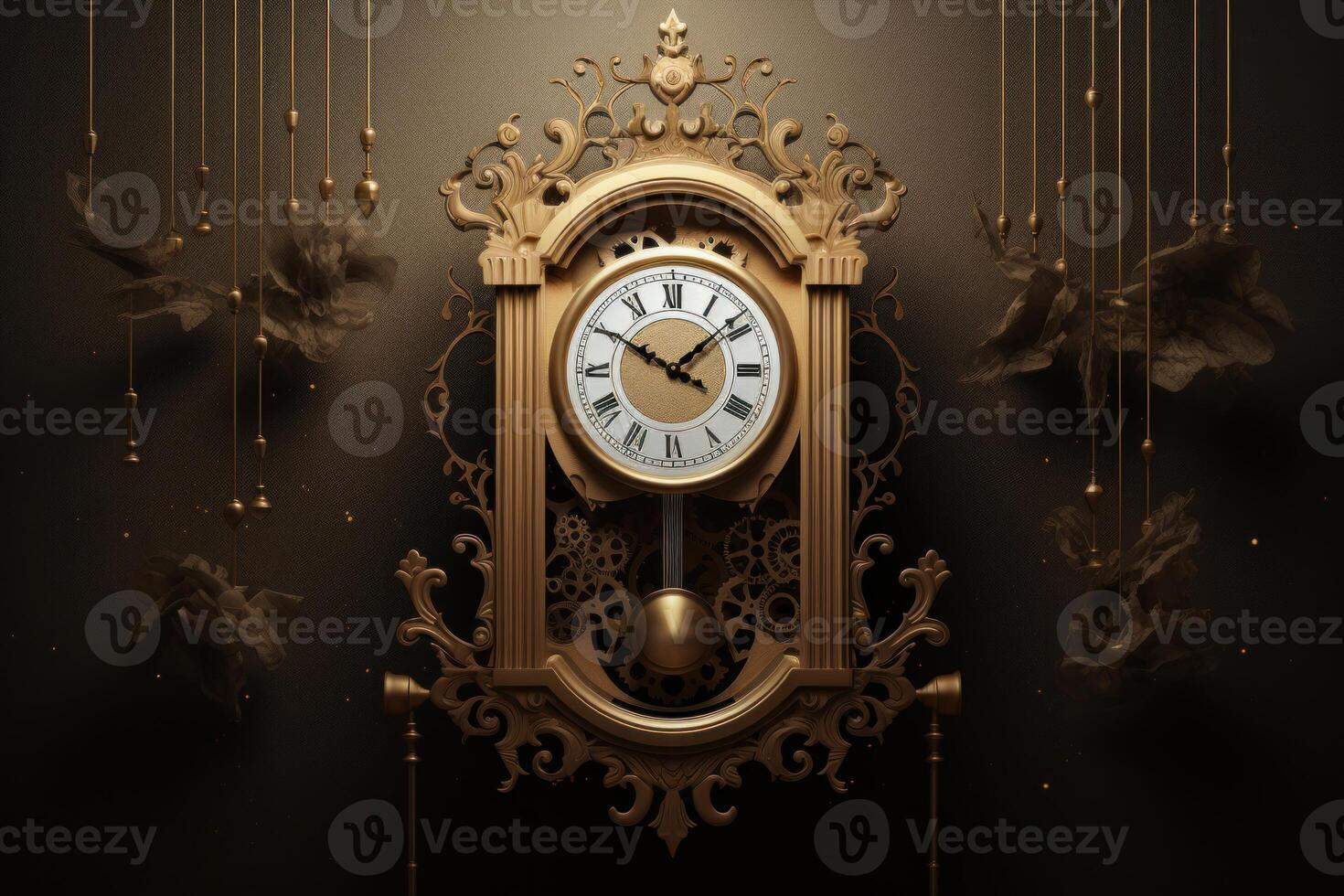 AI generated Precise Pendulum clock mockup. Generate Ai photo