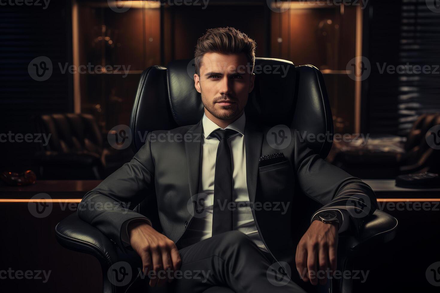 ai generado innovador profesional empresario empresario en oficina edificio. generar ai foto