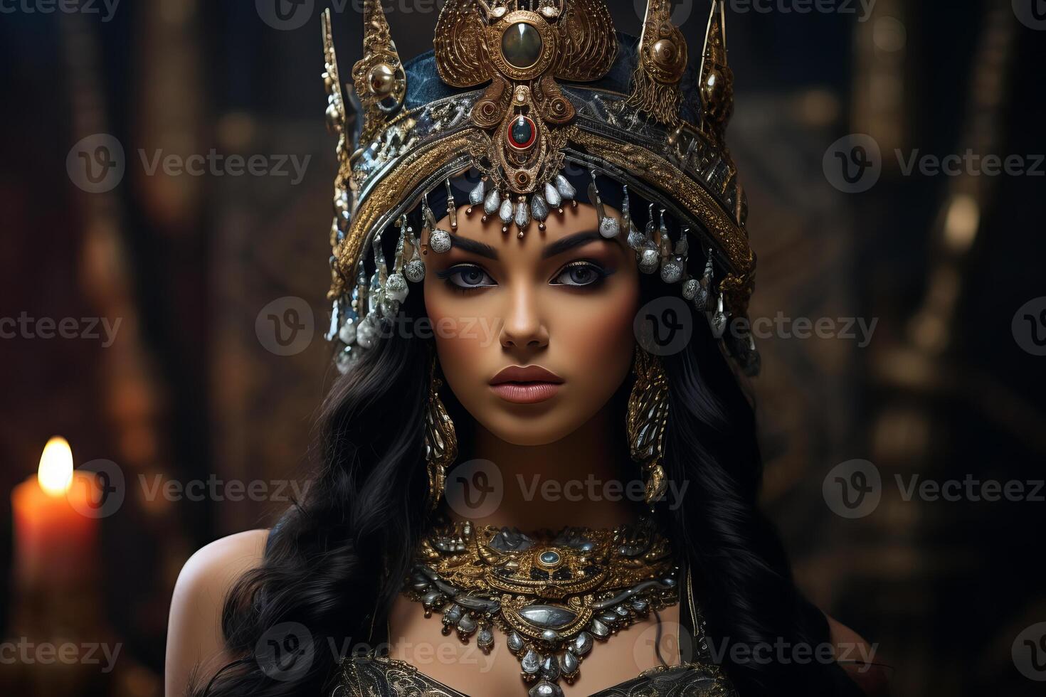 AI generated Enigmatic Cleopatra portrait. Generate Ai photo