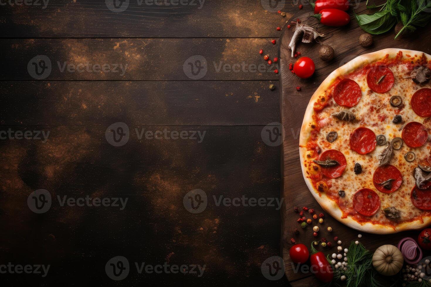 AI generated Detailed Pizza mockup background. Generate Ai photo