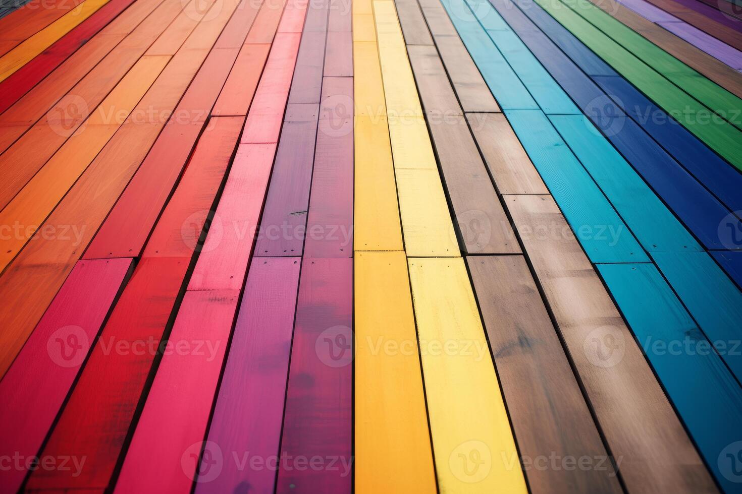 AI generated Sturdy Rainbow wooden planks. Generate Ai photo