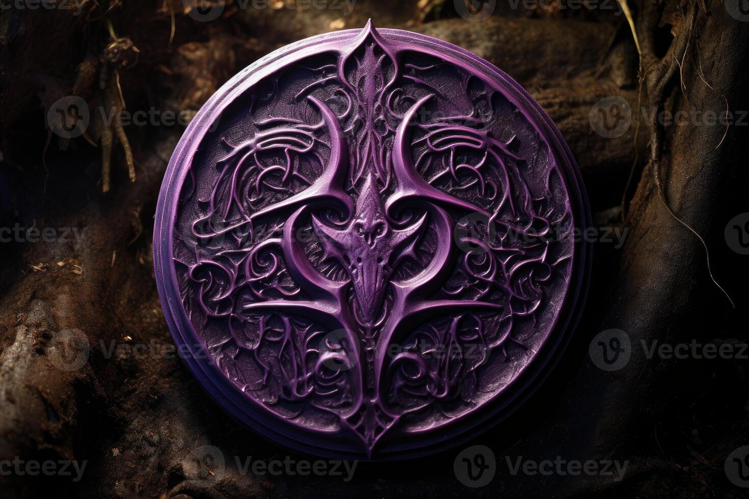 AI generated Aromatic Purple wax candle sigil. Generate Ai photo