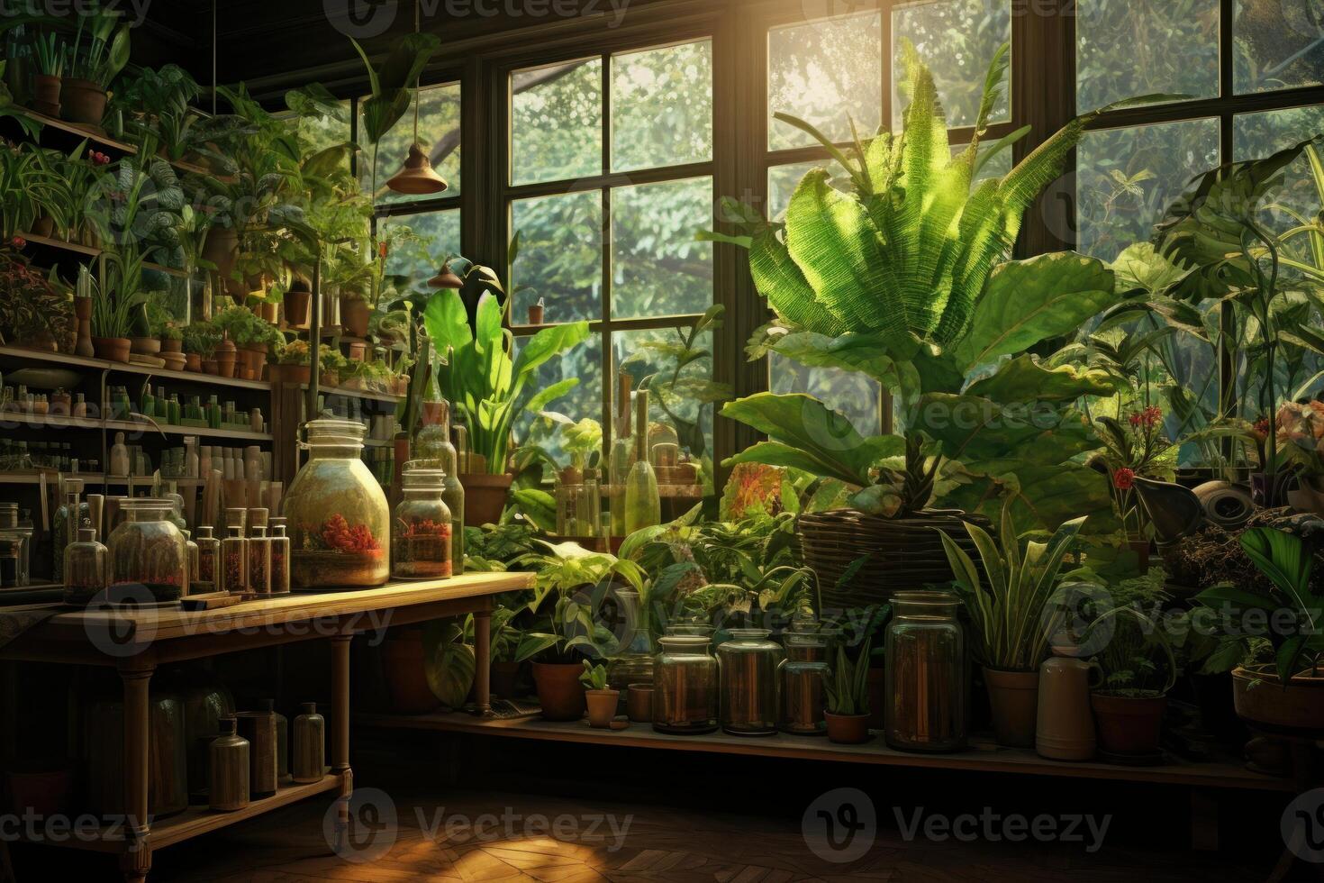 AI generated Innovative Laboratory biology plants test. Generate Ai photo