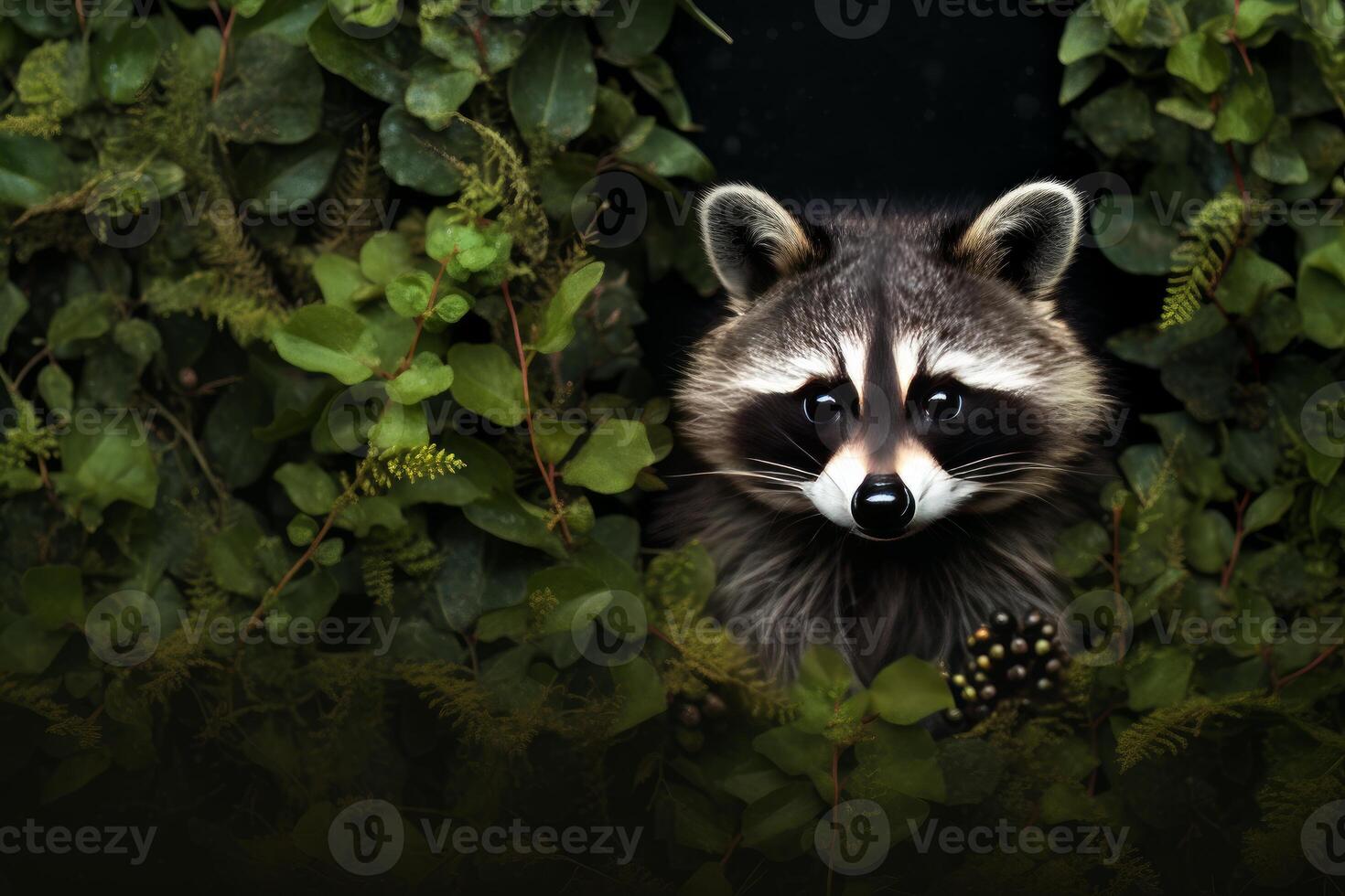 AI generated Striped Raccoon animal baby. Generate Ai photo