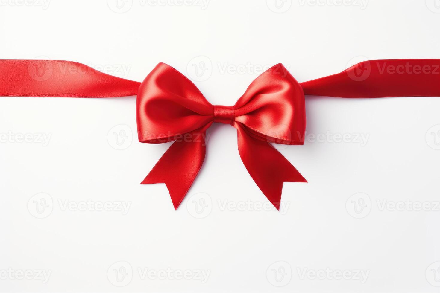 AI generated Festive Red ribbon mockup gift. Generate Ai photo