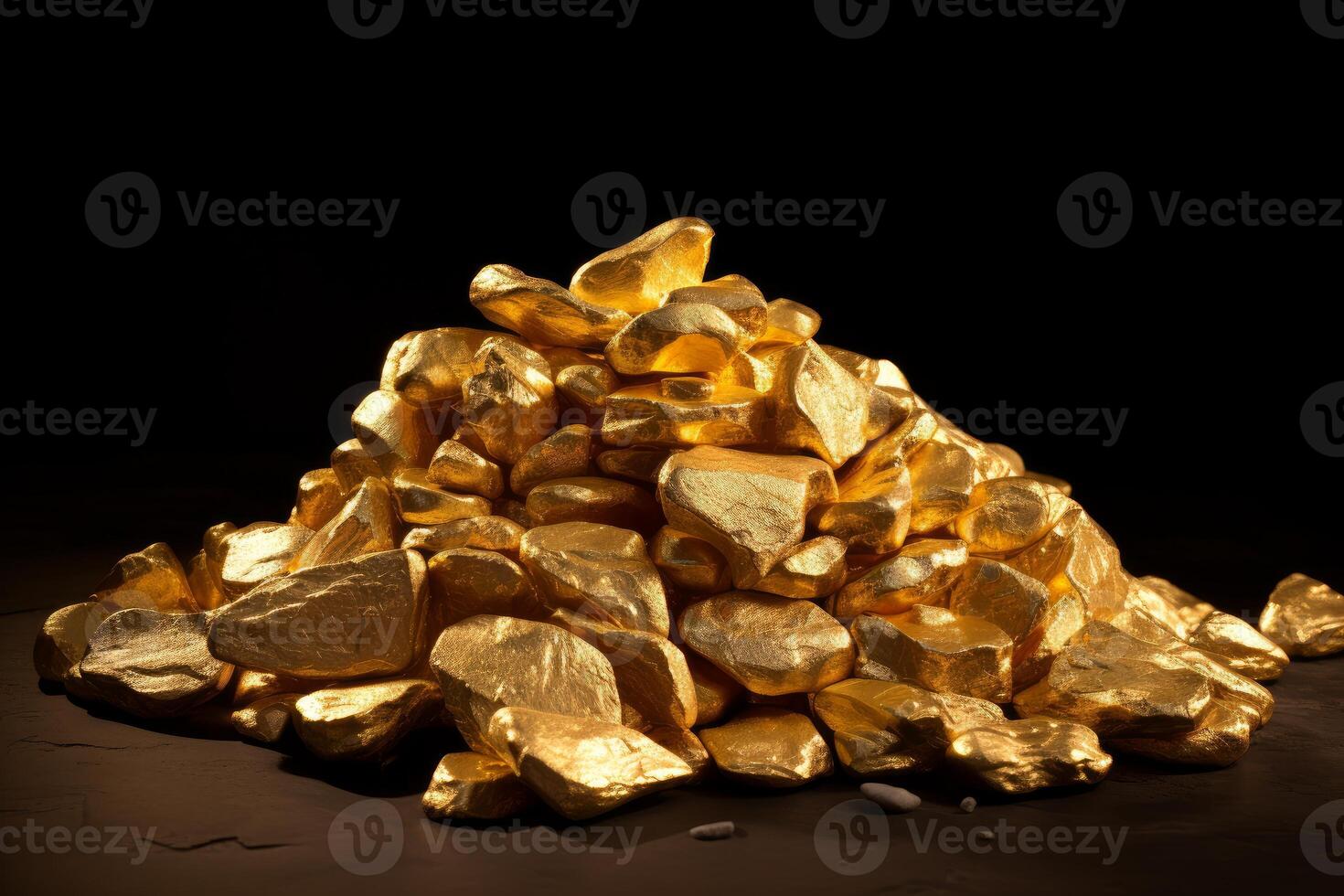 AI generated Sizable Pile of gold nuggets. Generate ai photo