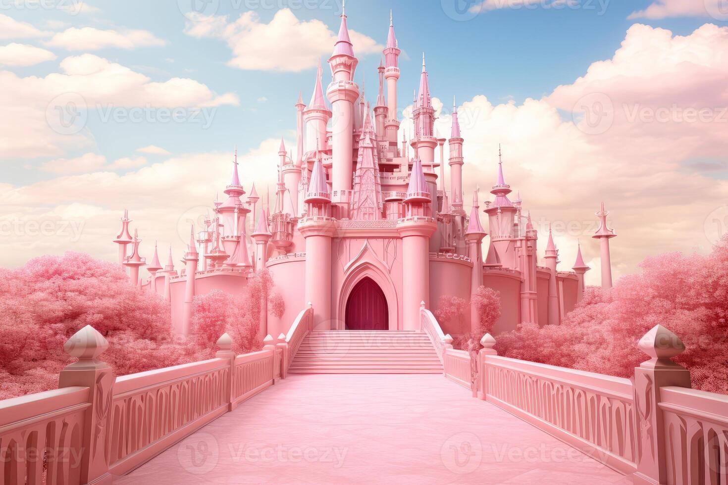 AI generated Majestic Pink princess castle tower. Generate Ai photo