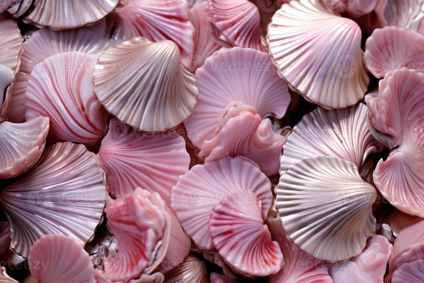 AI generated Delicate Pink silver shells. Generate Ai photo