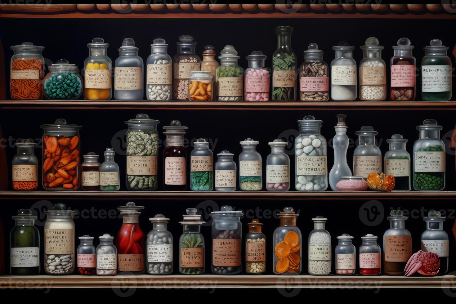 AI generated Medicinal Prescription medicine cabinet pharmacy. Generate Ai photo