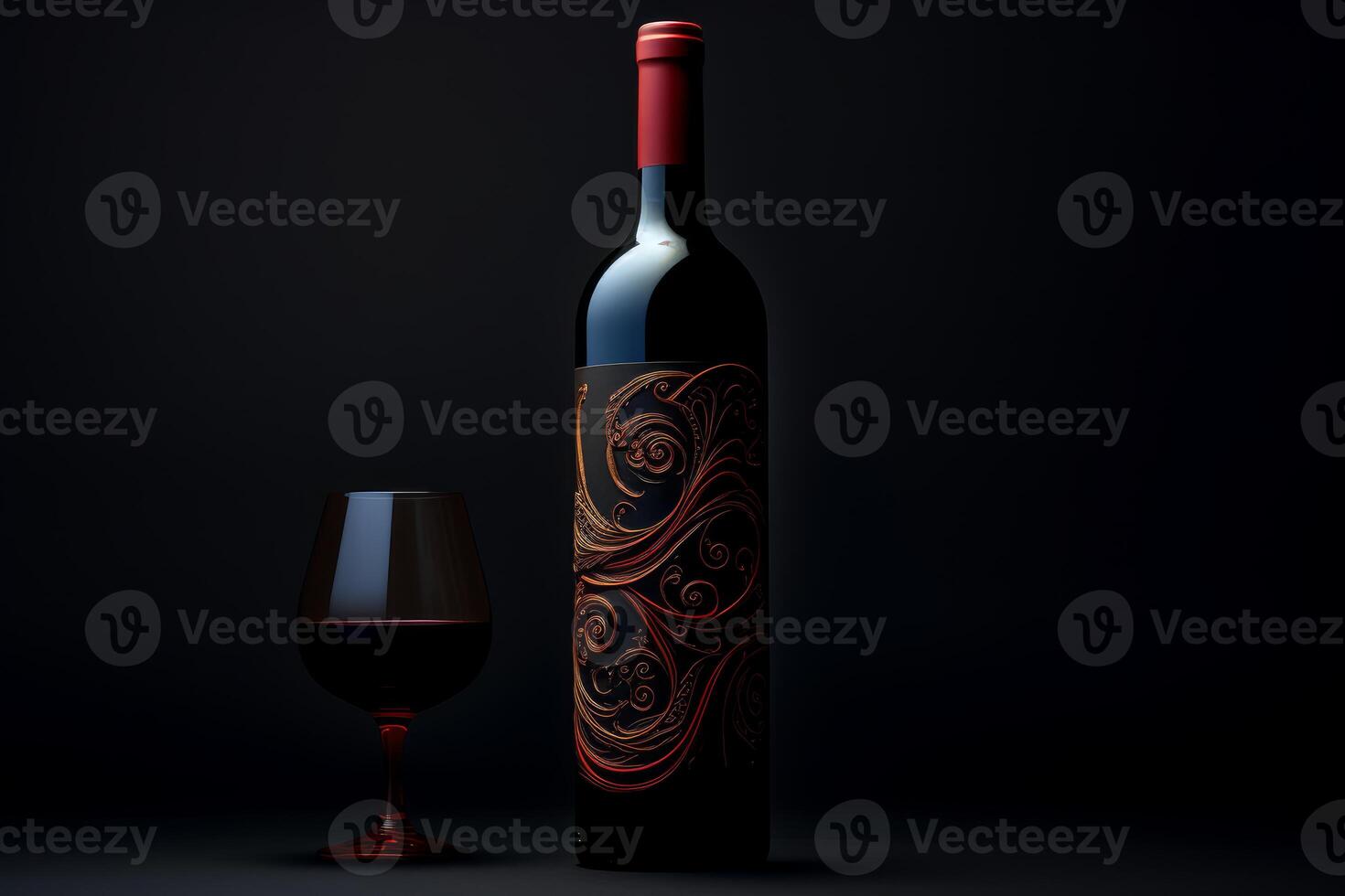 AI generated Robust Red wine bottle. Generate Ai photo