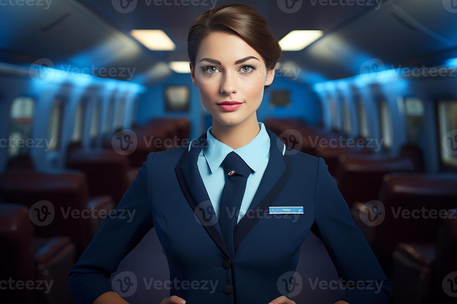 AI generated Professional Portrait stewardess. Generate Ai photo